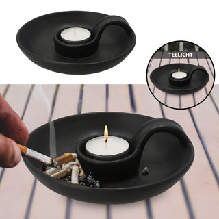 Teelichthalter Aschenbecher Porzellan weiß Ø15,5x5cm Kerzenständer Teelicht Kerze Ascher Raucherzubehör Tischdekoration