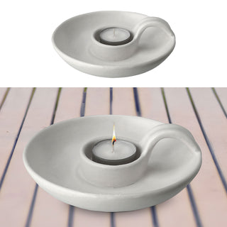 Teelichthalter Porzellan weiß/schwarz Ø15,5x5cm Kerzenständer mit Henkel Teelicht Kerze Tischdekoration