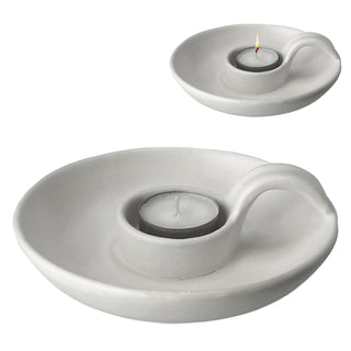 Teelichthalter Porzellan weiß/schwarz Ø15,5x5cm Kerzenständer mit Henkel Teelicht Kerze Tischdekoration