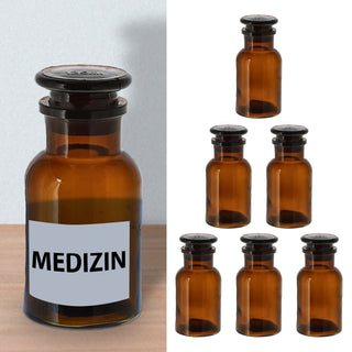 Apothekerflasche 6er Set braun 125ml 5,5x11cm Glas Flasche mit Glasstopfen Medizinflasche Vorratsflasche