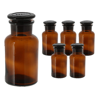Apothekerflasche 6er Set braun 250ml 6,5x13,5cm Glas Flasche mit Glasstopfen Medizinflasche Vorratsflasche