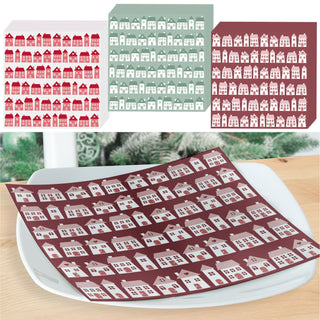 Servietten 'Häuser' 60er Set 33x33cm 3-lagig 3 Farben Papierserviette stoffähnlich Tuch Häusermotive