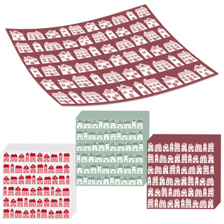 Servietten 'Häuser' 60er Set 33x33cm 3-lagig 3 Farben Papierserviette stoffähnlich Tuch Häusermotive