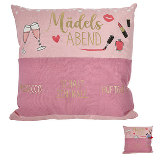 Kissen 'Männersache' mit 3 Taschen 40x40cm grau schwarz Baumwolle Polyester 280g Füllung Reisverschluss einseitig bedruckt Sofakissen