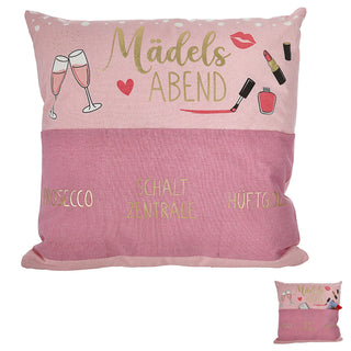Kissen 'Männersache' mit 3 Taschen 40x40cm grau schwarz Baumwolle Polyester 280g Füllung Reisverschluss einseitig bedruckt Sofakissen