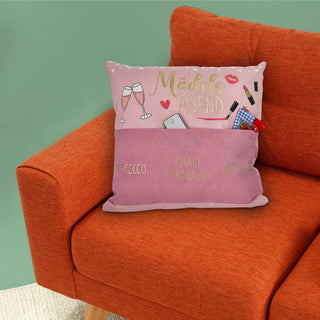 Kissen 'Männersache' mit 3 Taschen 40x40cm grau schwarz Baumwolle Polyester 280g Füllung Reisverschluss einseitig bedruckt Sofakissen