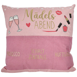 Kissen 'Männersache' mit 3 Taschen 40x40cm grau schwarz Baumwolle Polyester 280g Füllung Reisverschluss einseitig bedruckt Sofakissen