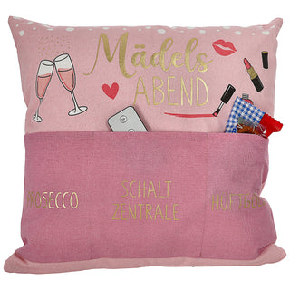 Kissen 'Männersache' mit 3 Taschen 40x40cm grau schwarz Baumwolle Polyester 280g Füllung Reisverschluss einseitig bedruckt Sofakissen