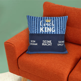 Kissen 'Männersache' mit 3 Taschen 40x40cm grau schwarz Baumwolle Polyester 280g Füllung Reisverschluss einseitig bedruckt Sofakissen