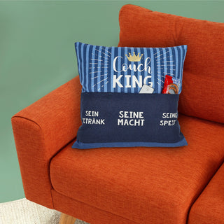 Kissen 'Männersache' mit 3 Taschen 40x40cm grau schwarz Baumwolle Polyester 280g Füllung Reisverschluss einseitig bedruckt Sofakissen