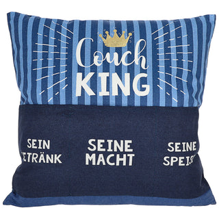 Kissen 'Männersache' mit 3 Taschen 40x40cm grau schwarz Baumwolle Polyester 280g Füllung Reisverschluss einseitig bedruckt Sofakissen