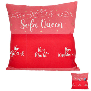 Kissen 'Männersache' mit 3 Taschen 40x40cm grau schwarz Baumwolle Polyester 280g Füllung Reisverschluss einseitig bedruckt Sofakissen