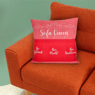 Kissen 'Männersache' mit 3 Taschen 40x40cm grau schwarz Baumwolle Polyester 280g Füllung Reisverschluss einseitig bedruckt Sofakissen