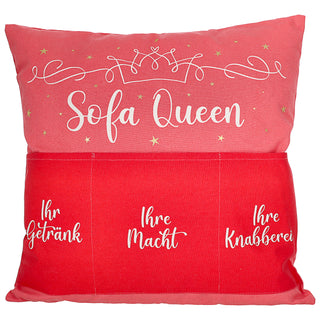 Kissen 'Männersache' mit 3 Taschen 40x40cm grau schwarz Baumwolle Polyester 280g Füllung Reisverschluss einseitig bedruckt Sofakissen