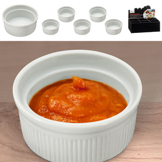 Servierschale rund 6er Set weiß 7,9x3,5x7,9cm New Bone China Schale Schüssel Auflaufform Tischgeschirr Snackschale