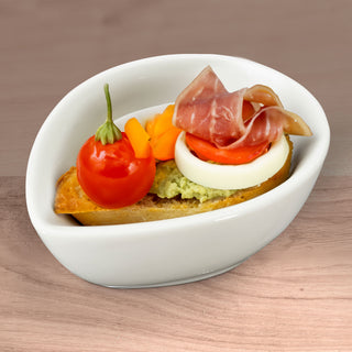 Servierschale Tropfenform 12er Set weiß 8,7x3,6x6,5cm New Bone China Schale Schüssel Tischgeschirr Snackschale