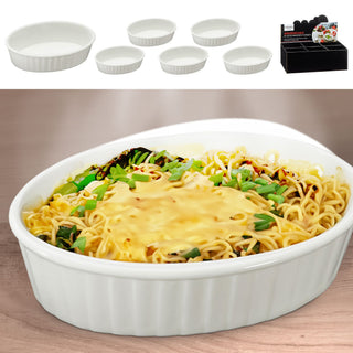 Servierschale oval 6er Set weiß 10x3,2x6,2cm New Bone China Schale Auflaufform Backform Tischgeschirr Snackschale
