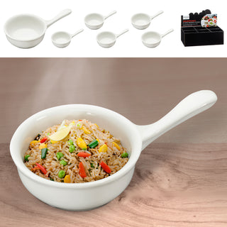 Servierschale Pfanne 6er Set weiß 11,3x4x6,8cm New Bone China Schale Schüssel Tischgeschirr Snackschale