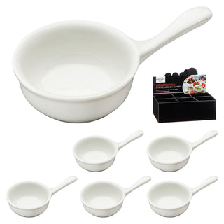 Servierschale Pfanne 6er Set weiß 11,3x4x6,8cm New Bone China Schale Schüssel Tischgeschirr Snackschale