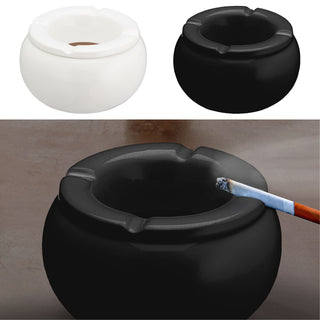 Sturmaschenbecher 2er Set Ø13cm Keramik weiß schwarz rund Aschenbecher Windaschenbecher