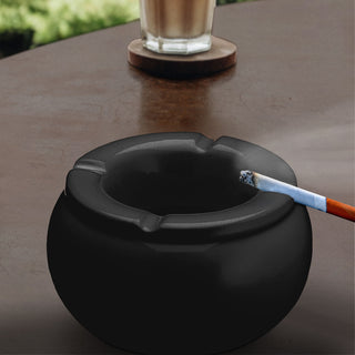 Sturmaschenbecher 2er Set Ø13cm Keramik weiß schwarz rund Aschenbecher Windaschenbecher