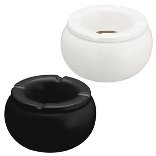 Sturmaschenbecher 2er Set Ø13cm Keramik weiß schwarz rund Aschenbecher Windaschenbecher