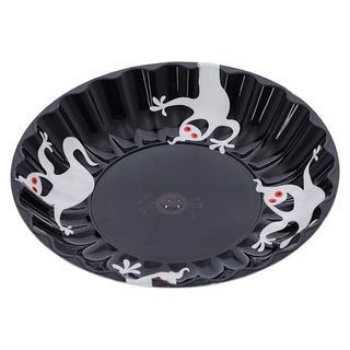 Halloween Schale 6er Set Kürbis Geist Kunststoff schwarz orange 33x4,5cm Partyteller Tischdekoration Teller