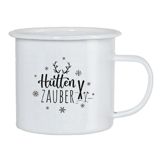 Kaffeebecher 4er Set 'Winter' 13x9cm Metall Winter-Motive Becher Tasse 450 ml Teetasse Henkelbecher