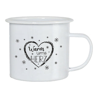 Kaffeebecher 4er Set 'Winter' 13x9cm Metall Winter-Motive Becher Tasse 450 ml Teetasse Henkelbecher