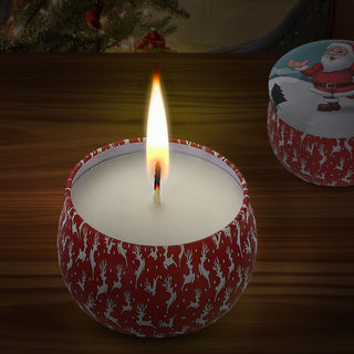 Duftkerze in Dose 4er Set Paraffin Metall 8x5cm 125g Weihnachtsmotive Weihnachtskerzen Kerze Duft Metalldose