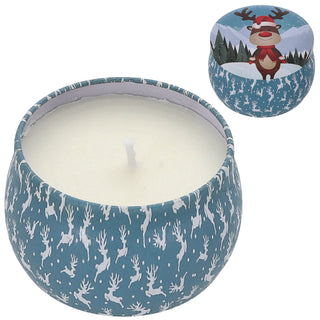 Duftkerze in Dose 4er Set Paraffin Metall 8x5cm 125g Weihnachtsmotive Weihnachtskerzen Kerze Duft Metalldose