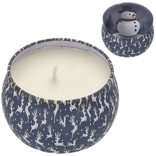 Duftkerze in Dose 4er Set Paraffin Metall 8x5cm 125g Weihnachtsmotive Weihnachtskerzen Kerze Duft Metalldose