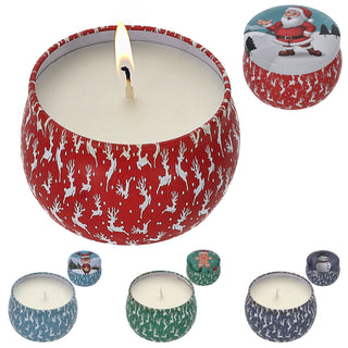 Duftkerze in Dose 4er Set Paraffin Metall 8x5cm 125g Weihnachtsmotive Weihnachtskerzen Kerze Duft Metalldose