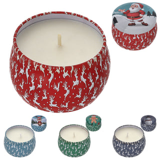 Duftkerze in Dose 4er Set Paraffin Metall 8x5cm 125g Weihnachtsmotive Weihnachtskerzen Kerze Duft Metalldose