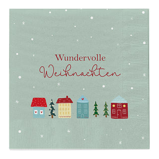 Servietten 'Xmas' 80er Set 2lagig mehrfarbig 33x33cm Papierserviette 4 Weihnachtsmotive stoffähnlich Tuch