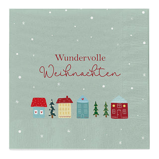 Servietten 'Xmas' 80er Set 2lagig mehrfarbig 33x33cm Papierserviette 4 Weihnachtsmotive stoffähnlich Tuch