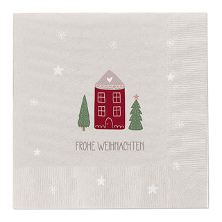 Servietten 'Xmas' 80er Set 2lagig mehrfarbig 33x33cm Papierserviette 4 Weihnachtsmotive stoffähnlich Tuch