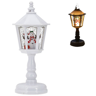 LED XMas Laterne Santa Licht Sound 7,5x21,8x7,5cm weiß / rot 1 LED Kunststoff Schneefunktion Weihnachtsmusik Weihnachtsbeleuchtung