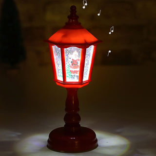 LED XMas Laterne Santa Licht Sound 7,5x21,8x7,5cm weiß / rot 1 LED Kunststoff Schneefunktion Weihnachtsmusik Weihnachtsbeleuchtung