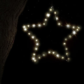 2/3x LED Stern Set weiß/silber 20/30/40 LEDs Ø:20/30/40cm Eisen Kunststoff batteriebetrieben Weihnachtsstern zum Aufhängen Leuchtstern Gartendekoration