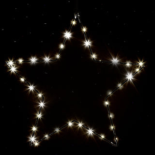 2/3x LED Stern Set weiß/silber 20/30/40 LEDs Ø:20/30/40cm Eisen Kunststoff batteriebetrieben Weihnachtsstern zum Aufhängen Leuchtstern Gartendekoration