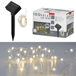LED Solar Lichterkette 1000cm 100 LEDs warmweiß Kupferdraht IP44 100cm Zuleitung Timerfunktion Solarpanel Weihnachtsbeleuchtung Leuchtdraht