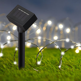 LED Solar Lichterkette 1000cm 100 LEDs warmweiß Kupferdraht IP44 100cm Zuleitung Timerfunktion Solarpanel Weihnachtsbeleuchtung Leuchtdraht