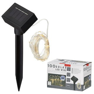 LED Solar Lichterkette 1000cm 100 LEDs warmweiß Kupferdraht IP44 100cm Zuleitung Timerfunktion Solarpanel Weihnachtsbeleuchtung Leuchtdraht