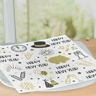 Servietten 80er Set Silvester 3lagige Papierserviette 33x33cm stoffähnlich Tuch Partydeko Happy New Year