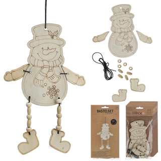 DIY 3D Bastelset Schneemann 12er Set inkl. 100cm Band 11x21x0,1cm MDF 3D-Schneemann beweglich zum Aufhängen