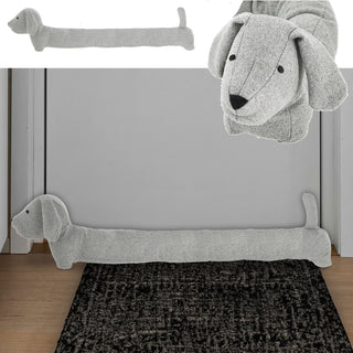Zugluftstopper Hund hellgrau/dunkelgrau 85x20x10cm Polyester Luftzugstopper Türstopper Zugluftrolle Windstopper