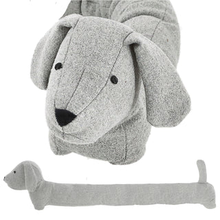 Zugluftstopper Hund hellgrau/dunkelgrau 85x20x10cm Polyester Luftzugstopper Türstopper Zugluftrolle Windstopper