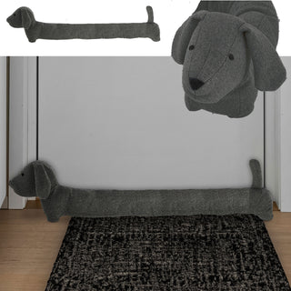 Zugluftstopper Hund hellgrau/dunkelgrau 85x20x10cm Polyester Luftzugstopper Türstopper Zugluftrolle Windstopper