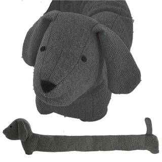 Zugluftstopper Hund hellgrau/dunkelgrau 85x20x10cm Polyester Luftzugstopper Türstopper Zugluftrolle Windstopper